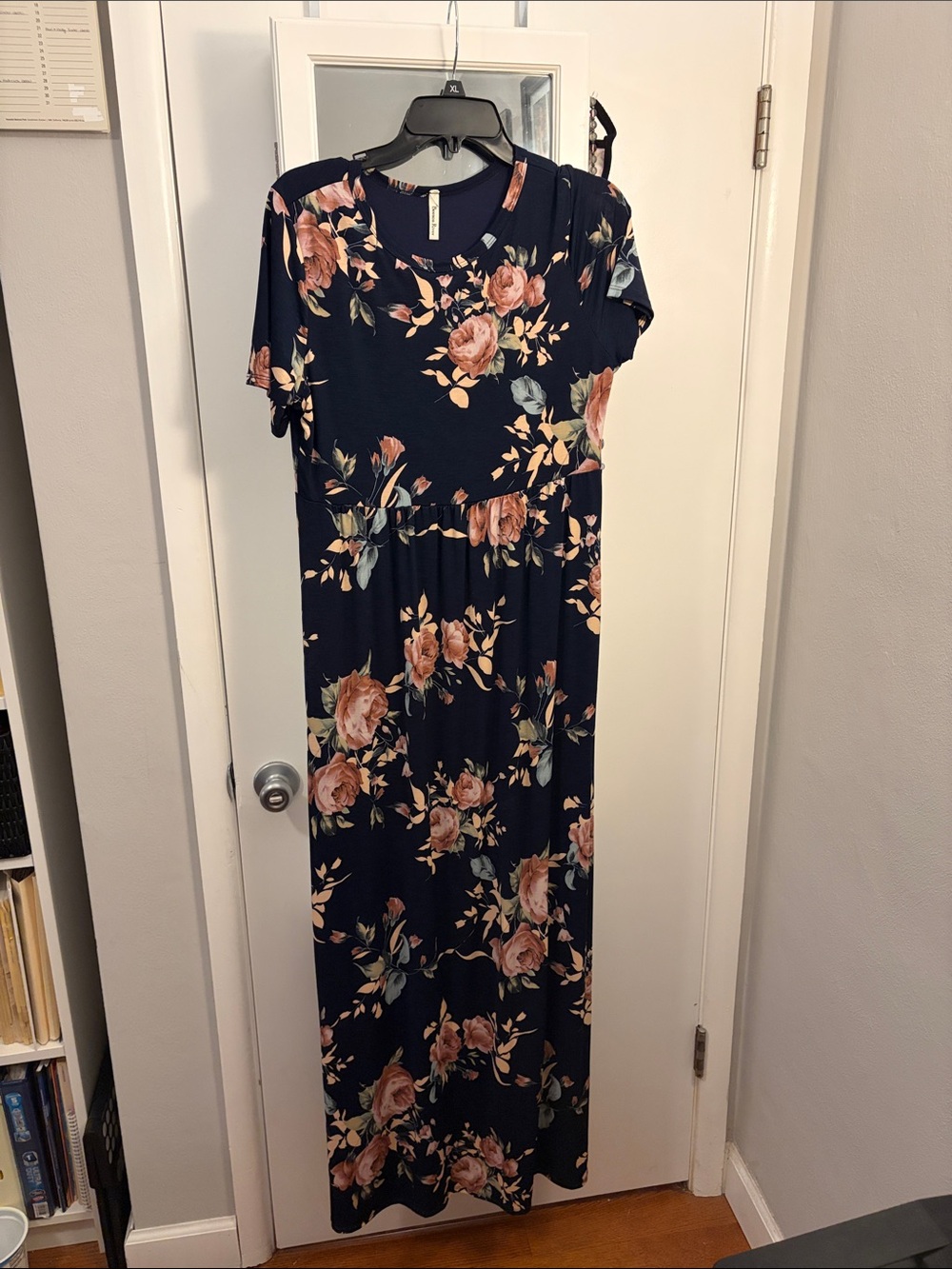 Beeson River Navy Maxi Maternity Dress with Rose Floral Print, X-Large